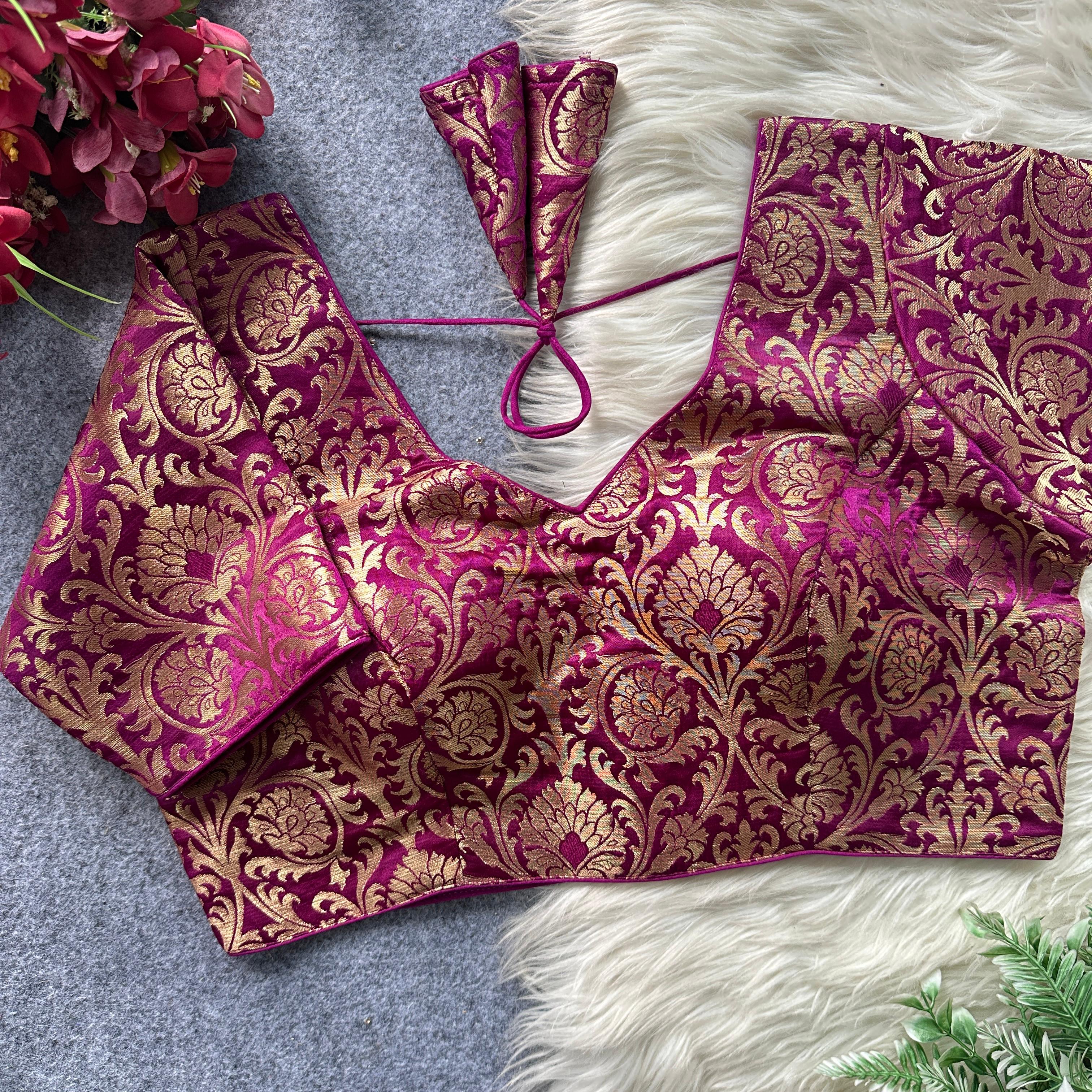 BIG SIZE -Sabyasachi inspired Jacquard Silk-Wine